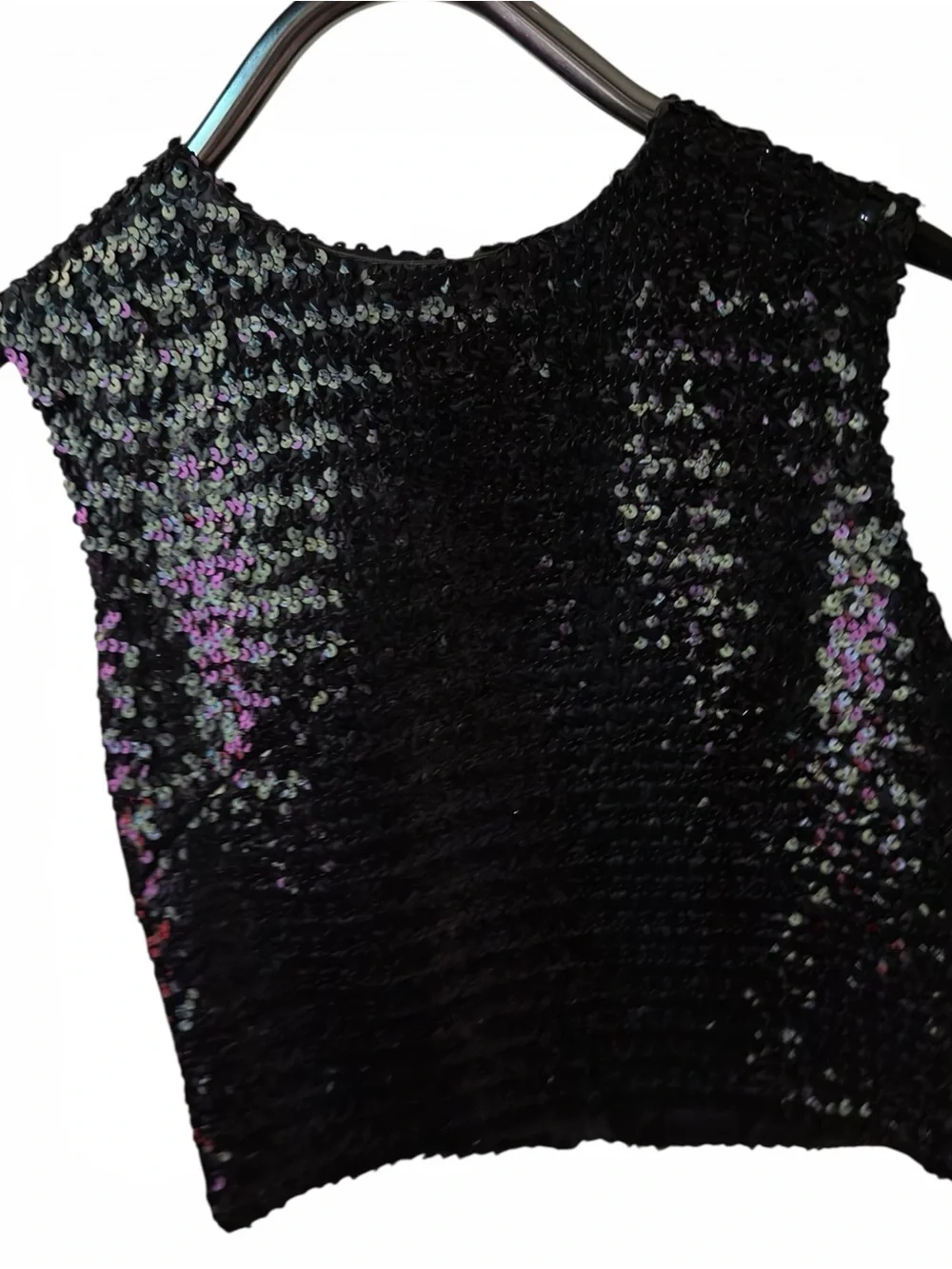 Vintage Black Sequin Sleeveless Cocktail Party Shell Vintage 10 Fit Modern Small